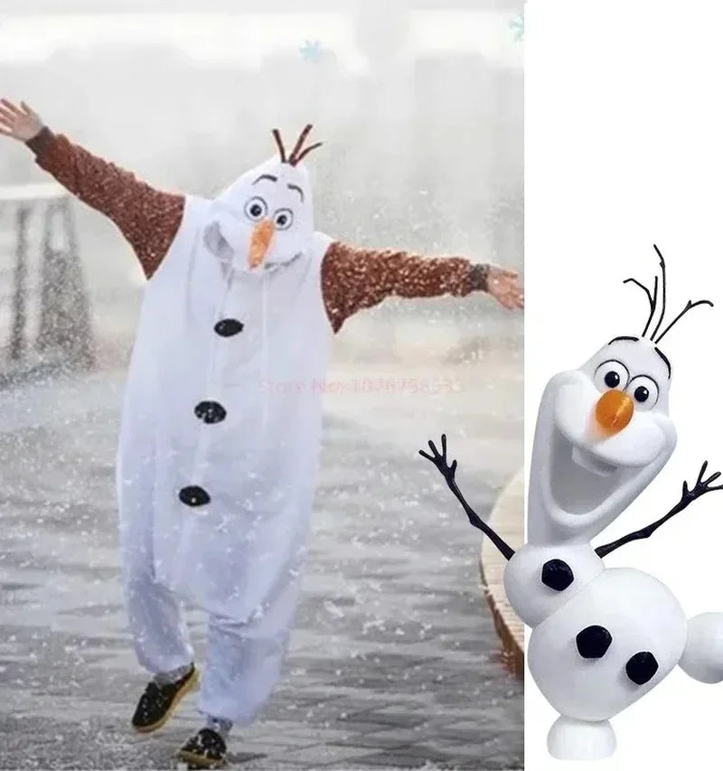 New Disney Cosplay Costume Frozen Olaf Snowman Pajamas Adult Children Jumpsuit Party Dress Fleece Cartoon Sleepwear Gifts Toys