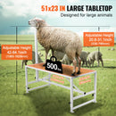SucceBuy Goat Sheep Stand 51x23in Livestock Stand Metal Livestock Milking and Shearing Stand 21" to 33" Adjustable Height White