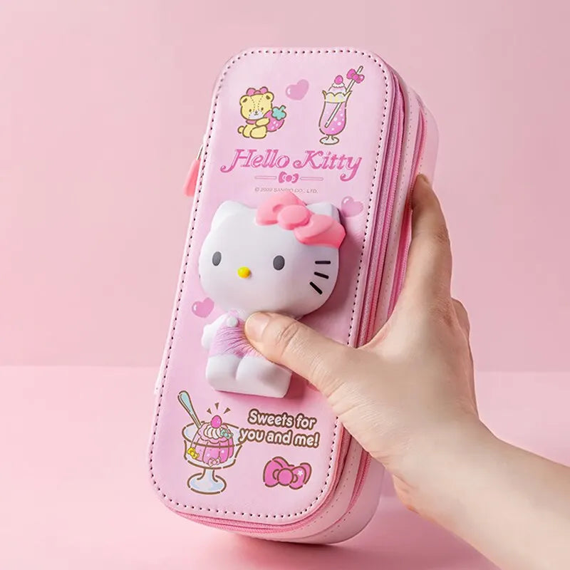 3D Decompression Sanrio Series Pencil Case Cute Large Capacity Storage Double Layer Multifuntion Stress Reliving for Kid Gift