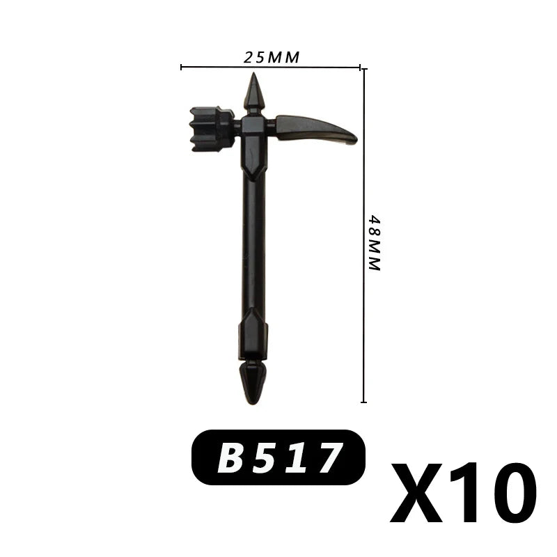 Medieval MOC Weapon Figure Accessories Building Blocks Soldiers Sword Shield Bow Arrow Trident Hammer Axe Spear Brick Kid Toy