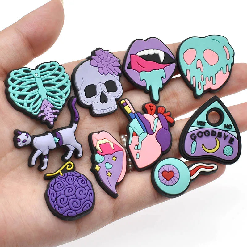 1pcs Halloween  Charms Purple  Accessories Magic Witch Body Organs Shoe Decorations Pins for Women Girls Gift