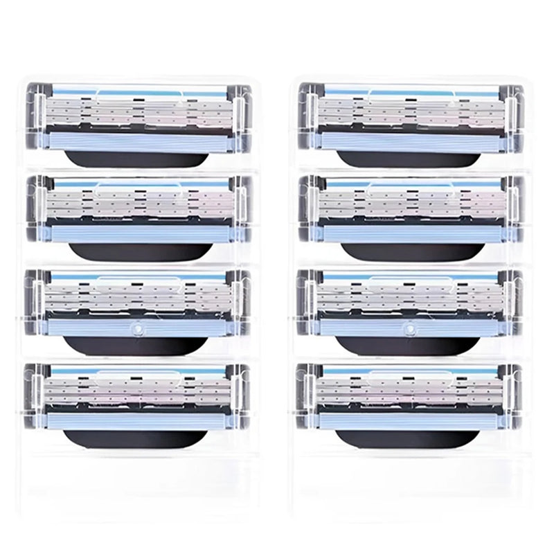 8-48pcs Stainless Steel Shaver Cutting Head 3 Layer Safety Razor for Gillette Mach 3 Replacement Refills Manual Razor Blades Gif