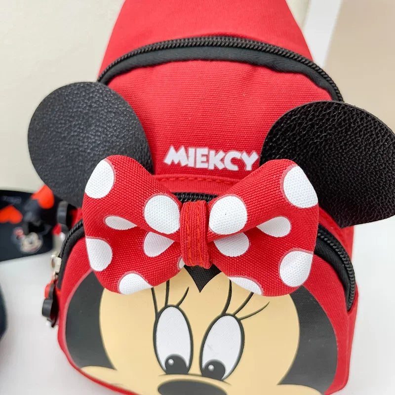 Disney Children's Chest Bags Cartoon Mickey Mouse Minnie Mermaid Canvas Shoulder Bag Women Crossbody Bags Mini Phone Storage Bag