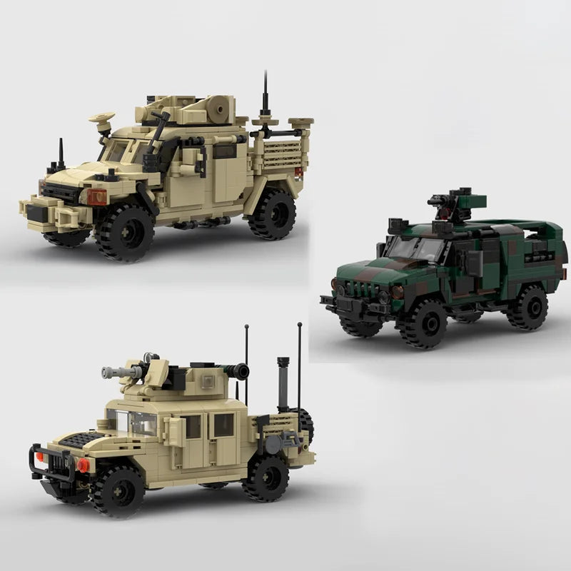 Collection Series International MXT-MV Armored Car Husky Building Blocks Assembly Bricks Army Combat Vehicles Model Display Toy