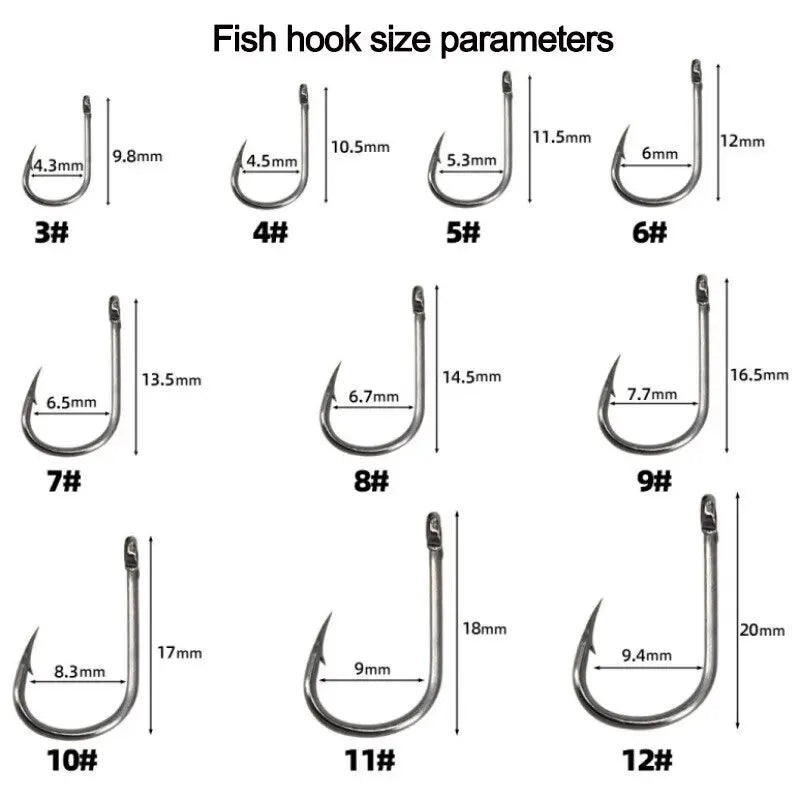 400 Pcs High Carbon Steel Fishing Hooks Wide Gap Offset Fishing Hook Set for Saltwater and Freshwater with 10 Sizes