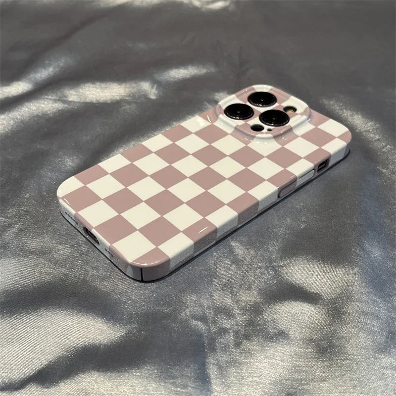 Simple Checkerboard Phone Case For IPHONE 16 15 14PRO MAX 13 13 PRO 13 PRO MAX 14 14PLUS 14PRO Acrylic Hard Mobile Phone Cases