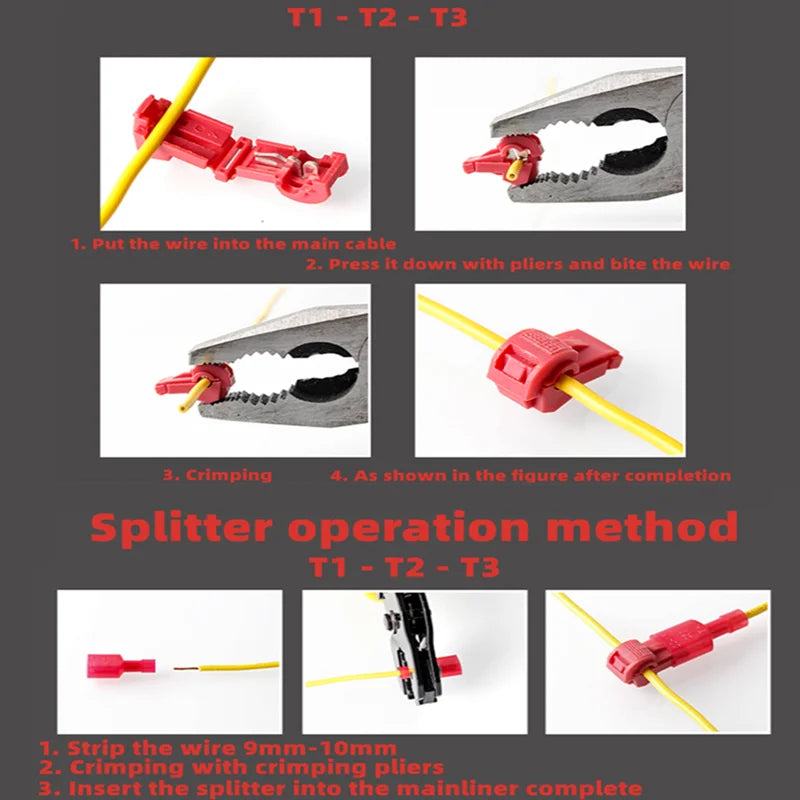 20pcs red T-shaped terminal blocks, wire and cable connection clamps, quick and non-stripping plugs, cable connectors Home