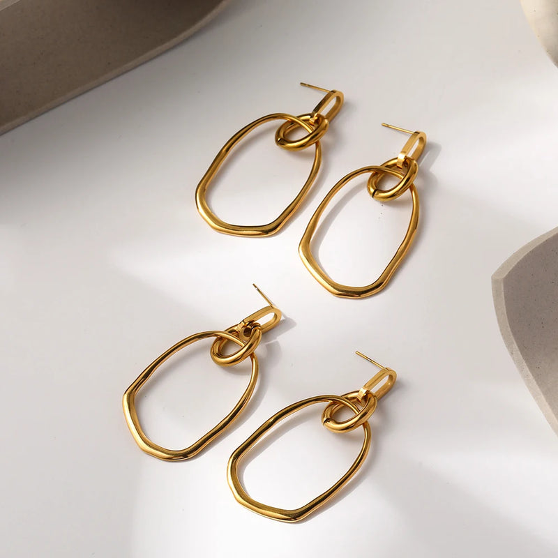 WILD & FREE Vintage Stainless Steel Dangle Earrings for Women Irregular Statement Metal Charm Jewelry