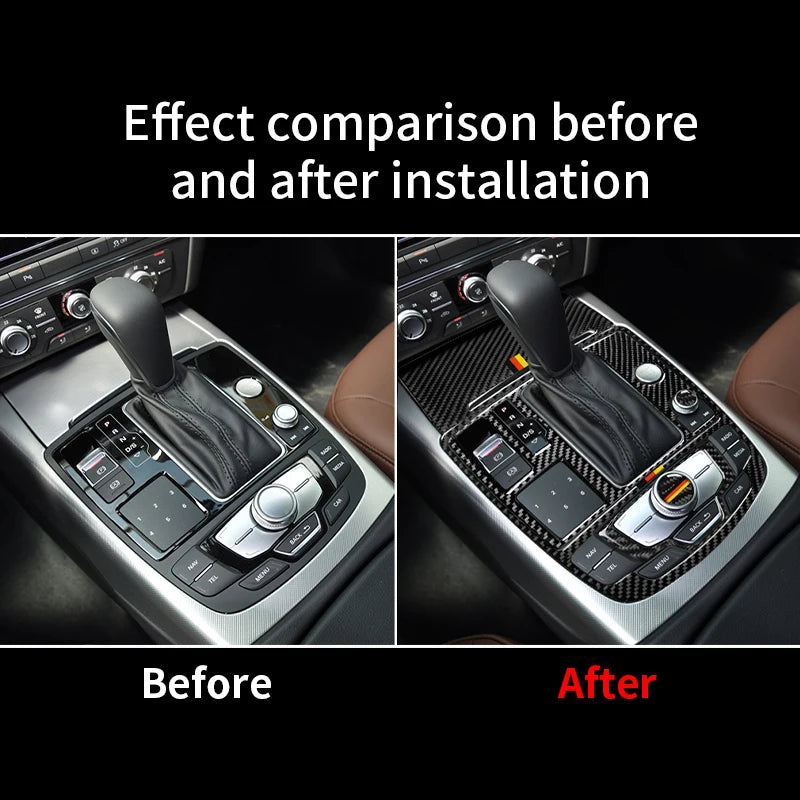 Car interior Accessories Moulding Carbon Fiber Stickers Central Control Gear shift Panel Trim Cover Decals For Audi A6 A7
