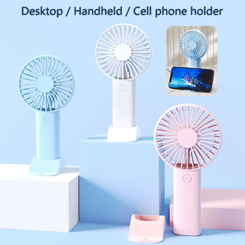 Simple Portable Mini Fan Handheld USB Rechargeable Electric Fan Desktop Air Cooling Fan Outdoor Travel Home Hand Fans