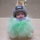 Sleeping Baby Keychain Cute Soft Fluffy Plush Doll Key Ring Women Girl Bags Pendant Backpack Accessories Gifts