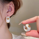 Fashion Jewelry Sweet Korean Temperament Resin Hoop Earrings For Women Party Gifts Simply Design Ear Accessories Hot Selling