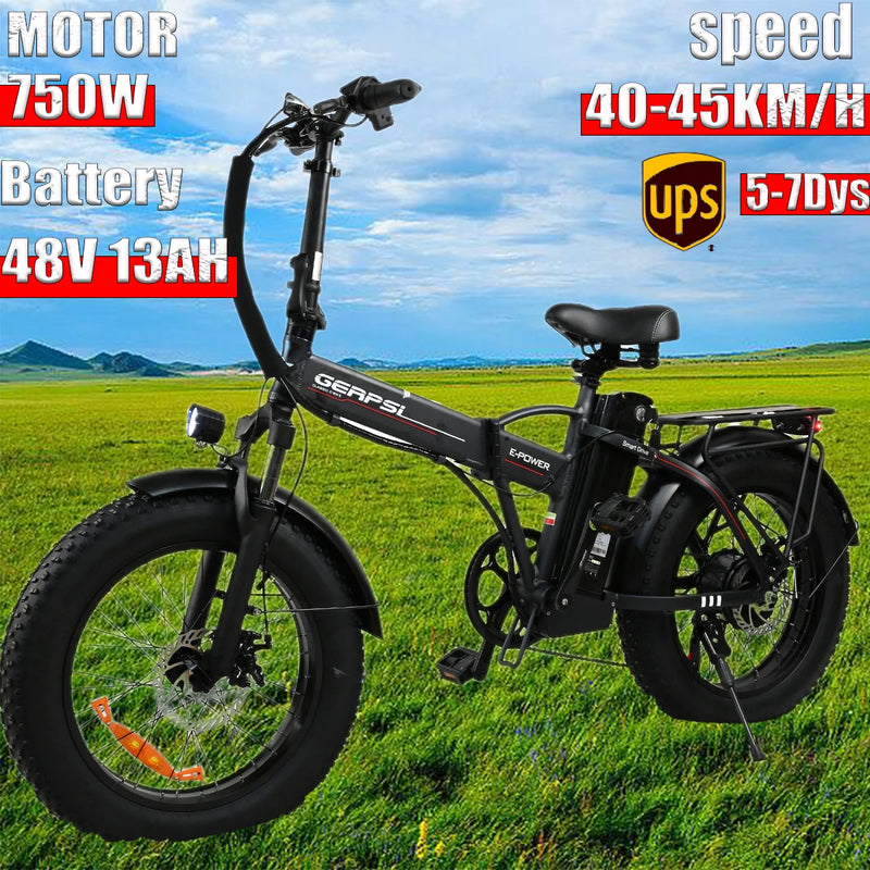 2024 New BLJ Electric Folding Bike 20''*4 Inch 1000W 48V 13AH Removable Battery Folding Adult Electric Bicycle 20MPH 7 Speed