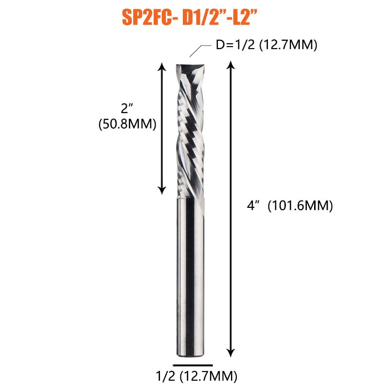 Compression milling cutter woodwork UP &amp; DOWN Cut Two Flutes Spiral Carbide Milling Tool CNC Router Wood End Mill Cutter Bits