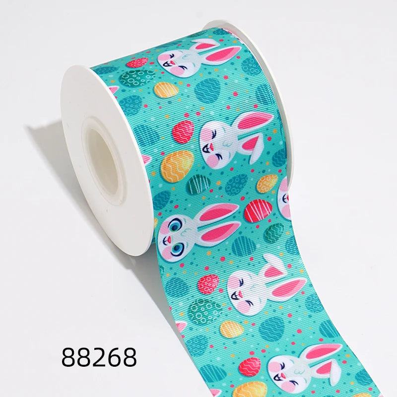 DIY Cartoon Easter Egg Bunny Printed Grosgrain Ribbon For Craft Supplies Sewing Accessories 5 Yards. 88266