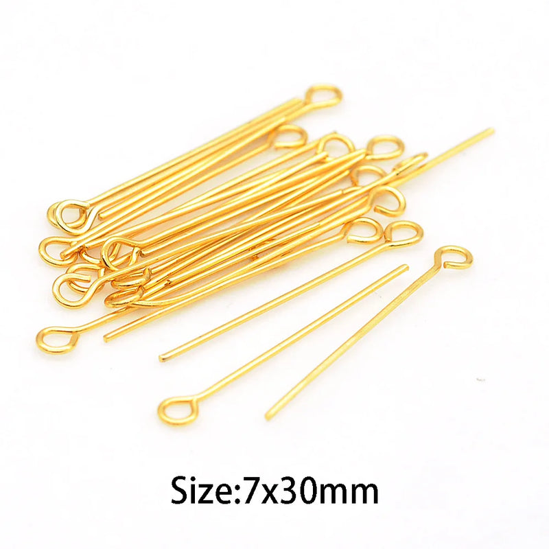 30pcs/Lot Stainless Steel Eye Head Pins for DIY Jewelry Making Wholesale Never Fade Rainbow Silver Gold Color
