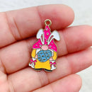 10pcs Alloy Dripping Cartoon Easter Eggs Charm Pendant Necklace Keychain Earrings DIY Rabbit Eggshell Handmade