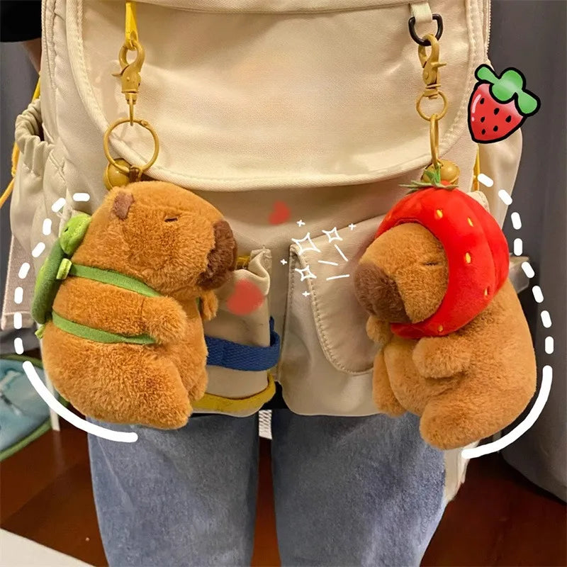 1pcs Cartoon Capybara Pendant Plush Toy Doll Bag Hanging Ornament Cute Kapila Keychain Doll Desktop Doll Ornament Car Pendant