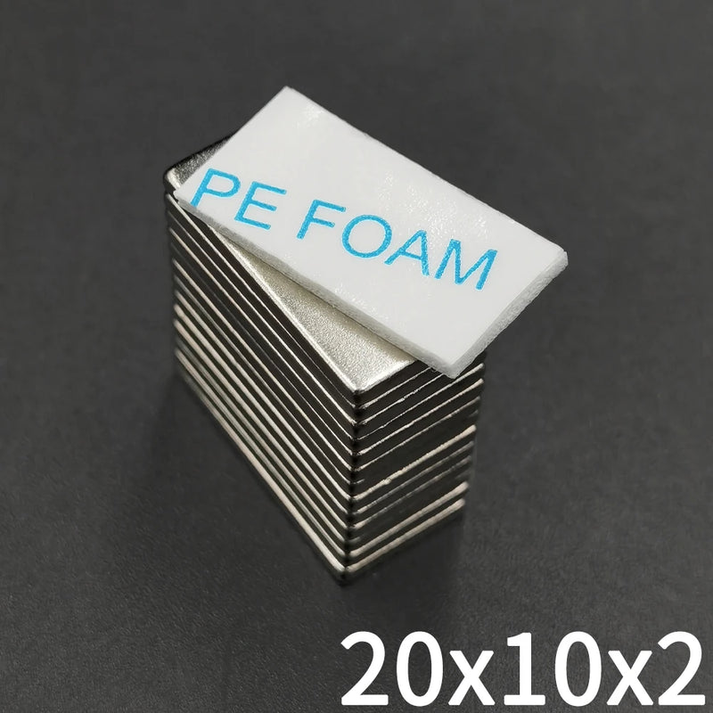 Block Strong Neodymium Powerful Rare Earth Permanent Magnets with Double-Sided Adhesive for Decoration Office Craft Fridge DIY