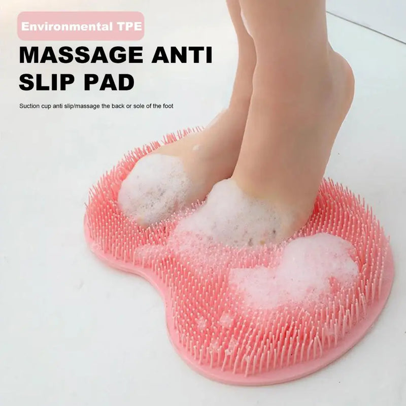 Silicone Exfoliating Shower Foot Wash Massager Scraper Non-Slip Suction Cup Bath Mat Back Massage Brush Body Cleaning Bath Tool