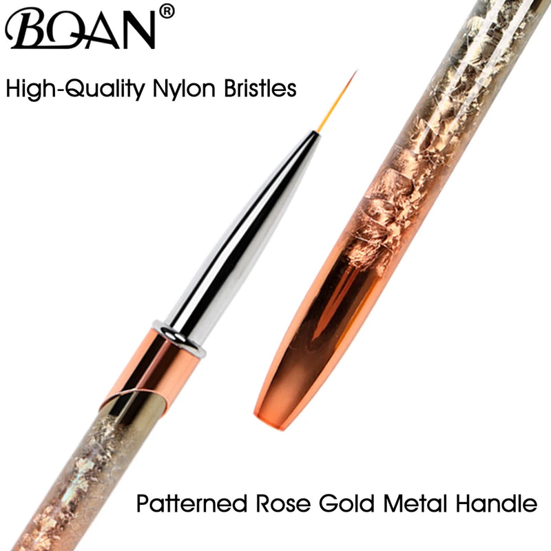 BQAN Rose Gold Nail Art Brush Gradient Gel Nail Brush Line Painting Brushes Nails Crystal Acrylic Liner Drawing Pen