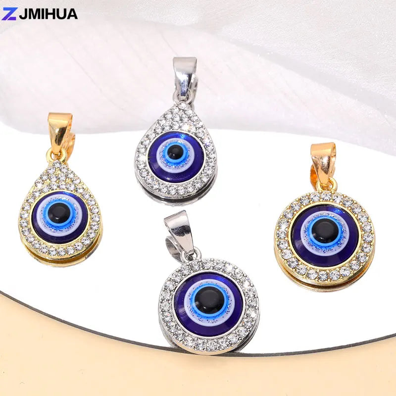 New Crystal Blue Evil Eye Charms Amulet Pendants For Jewelry Making Accessories DIY Designer Bohemia Style Necklaces Supplies