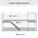 SONGMICS 2-Floor Metal Pet Playpen, 36 Grid Panels, Customisable Cage Enclosure for Small Animals, Guinea Pigs Hamster Runs