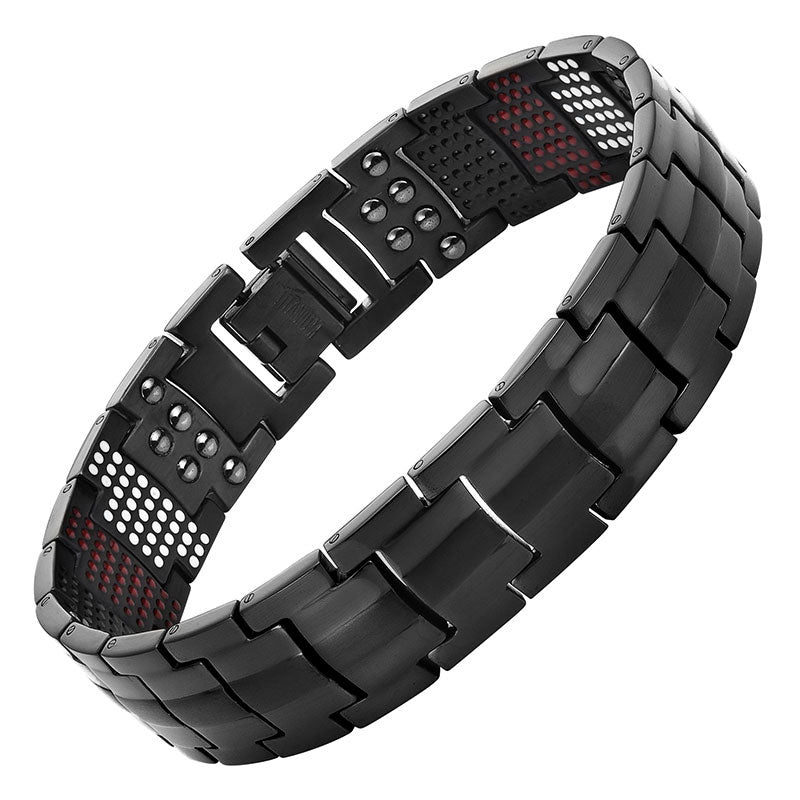 Escalus Men's Black Pure Titanium Magnetic For 4in1 Magnets Negative Ions Germanium Health Bracelets Jewelry