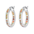 CiNily White Fire Opal Hoop Earrings With Stone Silver Plated Small Round Circle Chic Summer Punk Jewelry Best Gifts for Woman