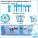 My First Tooth Blue Theme Party Disposable Tableware Stes Boy Girl First Tooth Birthday Party Decor Cups Plates  Napkins Banners