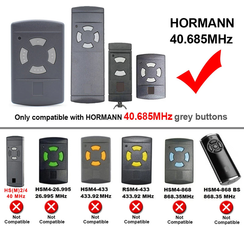 HORMANN 40 685 mhz HS4 HSM4 HSE2 HSE4 Garage Remote Control for Hörmann 40mhz Low Frequency Gate Door Opener Keychain