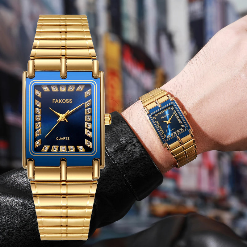 WWOOR New Luxury Gold Man's Watches Business Waterproof Male Clock Stainless Steel Square Quartz Watch For Men Relogio Masculino
