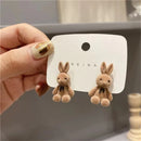Bear Earrings for Women Girls 2023 Fashion Korea Silver Needle Autumn and Winter Earrings Cute Flocking Rabbit Ear Studs Jewelry
