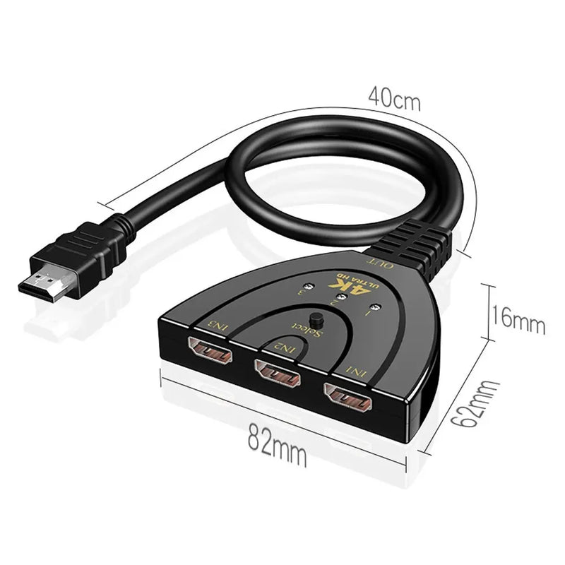 HDMI-compatible Switch KVM Splitter 4K 2K 3D 3 input 1 Output Mini 3 Port VIdeo Switcher Hub 1080P For DVD HDTV Xbox PS3 PS4