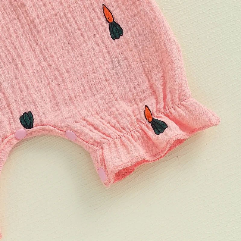 Toddler Boys Easter Outfits Bunny Print Short Sleeve Rompers Summer Clothes Jumpsuits with Carrot Applique