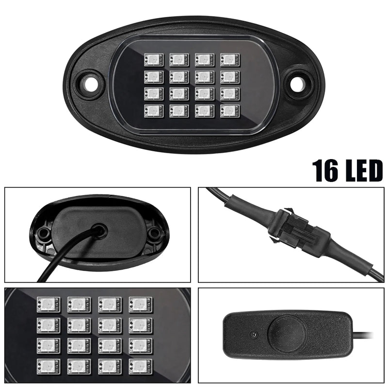 RGB LED Rock Lights 4/6/8 In 1 Car Chassis Light For Jeep Off-Road Truck Boat Music Sync Bluetooth APP Control Undergolw