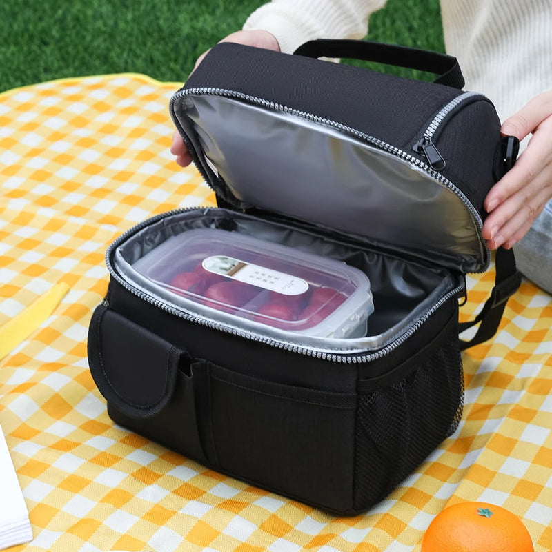 10L Portable Thermal Lunch Bag Food Box Durable Waterproof Office Cooler Lunch Box Ice Insulated Case Camping Oxford Dinner Bag