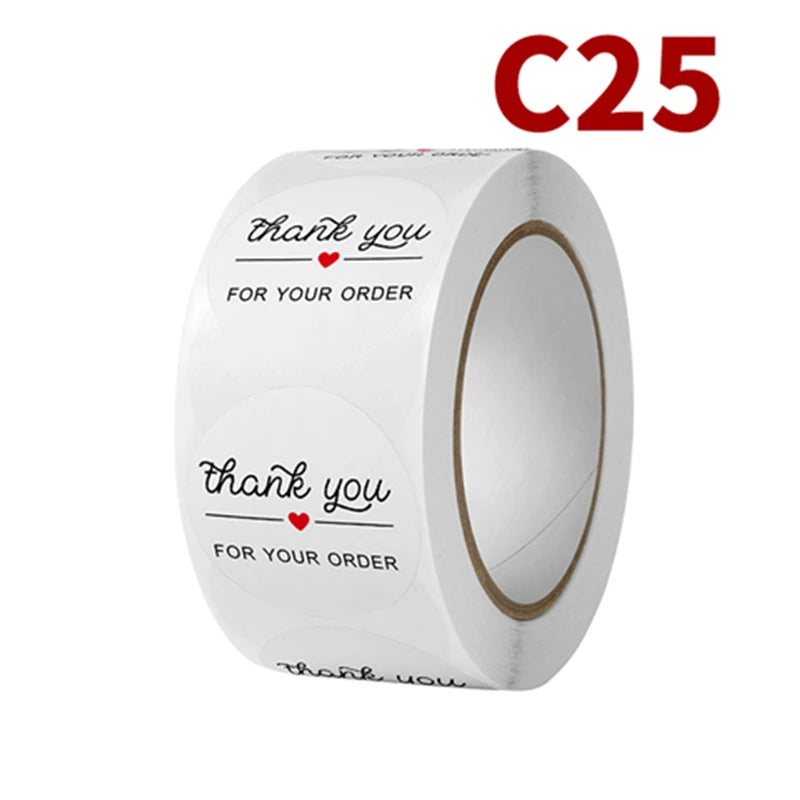 500pcs 1inch Thank You Stickers For Envelope Sealing Labels Stationery Supplies Handmade Wedding Party Gift Decoration Sticker
