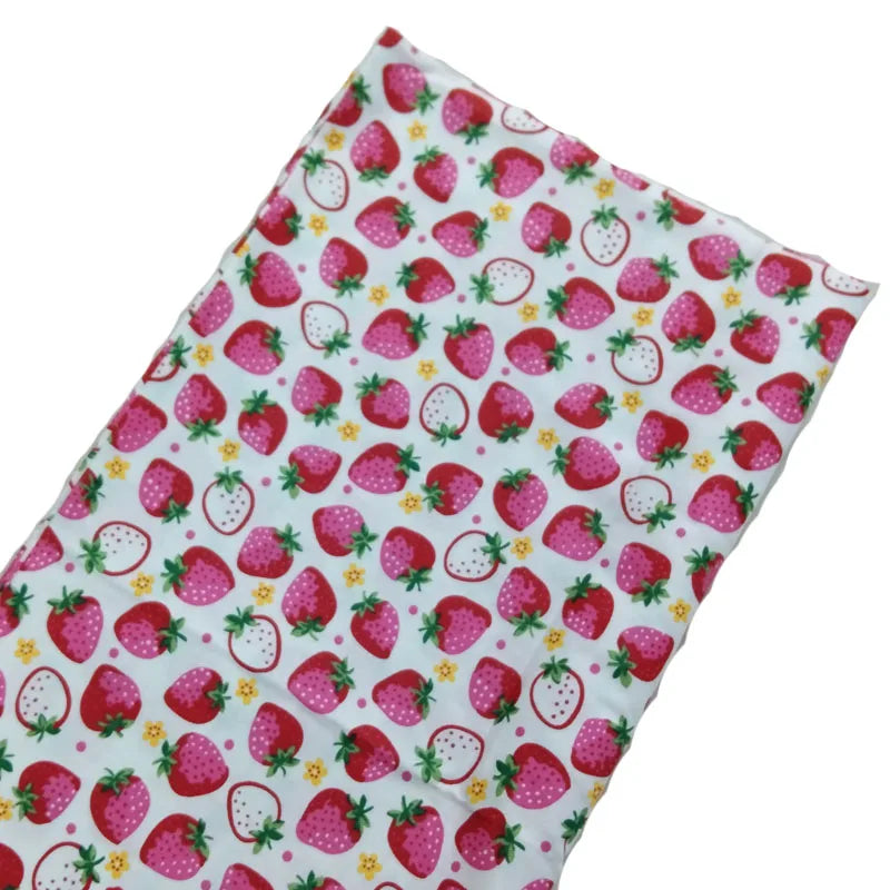 Graceful Pink Green Stripe Fruit  Series Apple Banana Printed Cotton Fabric 50x160cm For DIY Sewing Bedding Quilting Cloth Decor