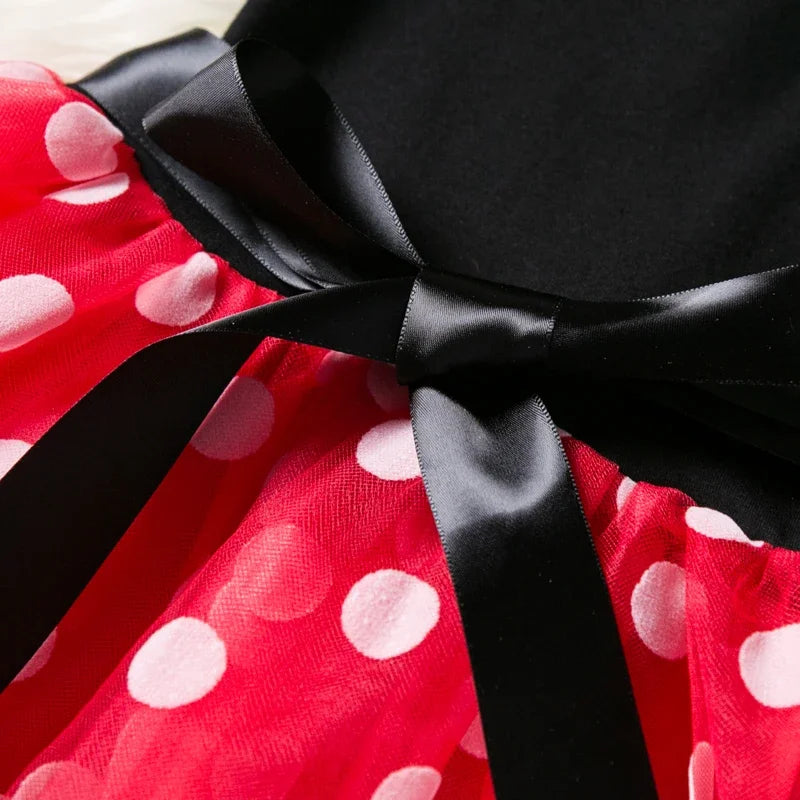 Minni Mouse Baby Girls Dress Fancy Birthday Party Cosplay Costume Polka Dot Cute Carnival Party Easter Costume for 1-5 Years