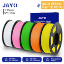 JAYO 5 Rolls 3D PETG / High Speed Matte PETG 3D Filament 1.75mm 30mm/s - 600mm/s Print Range PETG 3D Printer Filament for 3D