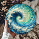 Waterproof Aluminum Wave Wall Art - Round Metal Tin Sign, HD Print & Fade Resistant, Easy to Hang Home Decor