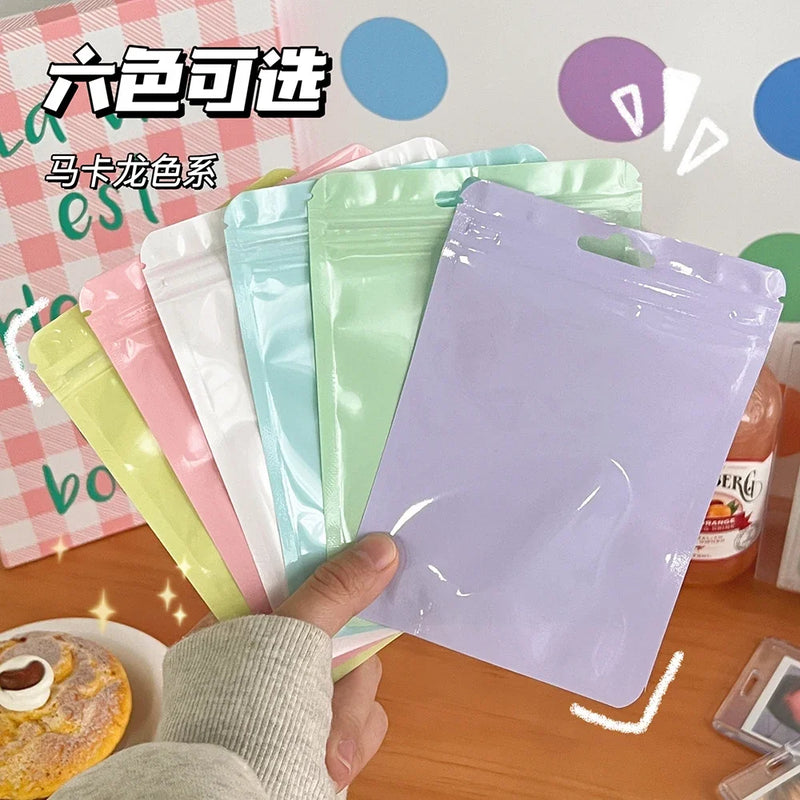 10Pcs Macaron Color Transparent Self-sealing Bags Jewelry Cosmetic Packaging Bags Plastic Sealing Organizer Bag