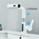 Digital Display Bathroom Basin Faucet Pull Out 3 Ways Nozzle Rainfall Stream Sprayer Crane Lifting Hot Cold Water Mixer Tap