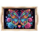 Wooden Animals Flowers 5D DIY Diamond Painting Serving Tray with Handle DIY Diamond Painting Food Tray Kit for Coffee Table