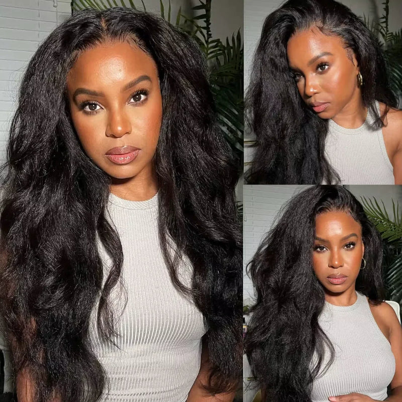 CEXXY Kinky Straight 360 HD Lace Frontal Wigs Wig For Black Women Yaki Straight Ponytail Human Hair Cheap Wigs On Clearance Sale