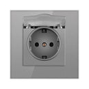 JHJCH wall crystal glass panel power socket plug has been grounded, 16a European standard power socket 86mm * 86mm