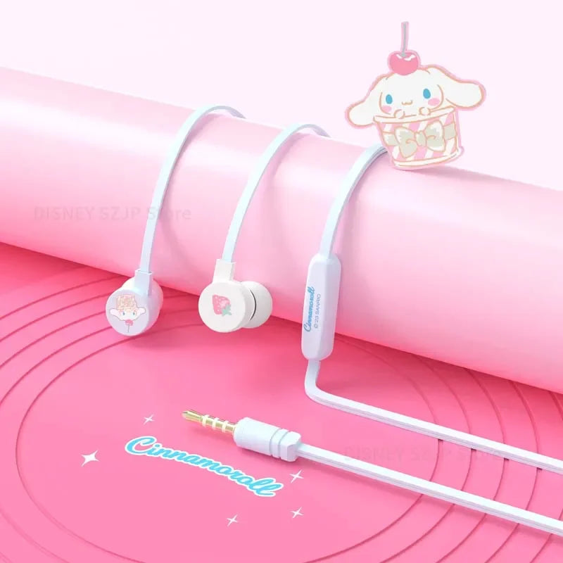 Sanrio in-ear Wired Headphones My Melody Music Sports Earbuds Kuromi Cinnamoroll Kawaii Gaming Earphones Pochacco Girls Gifts