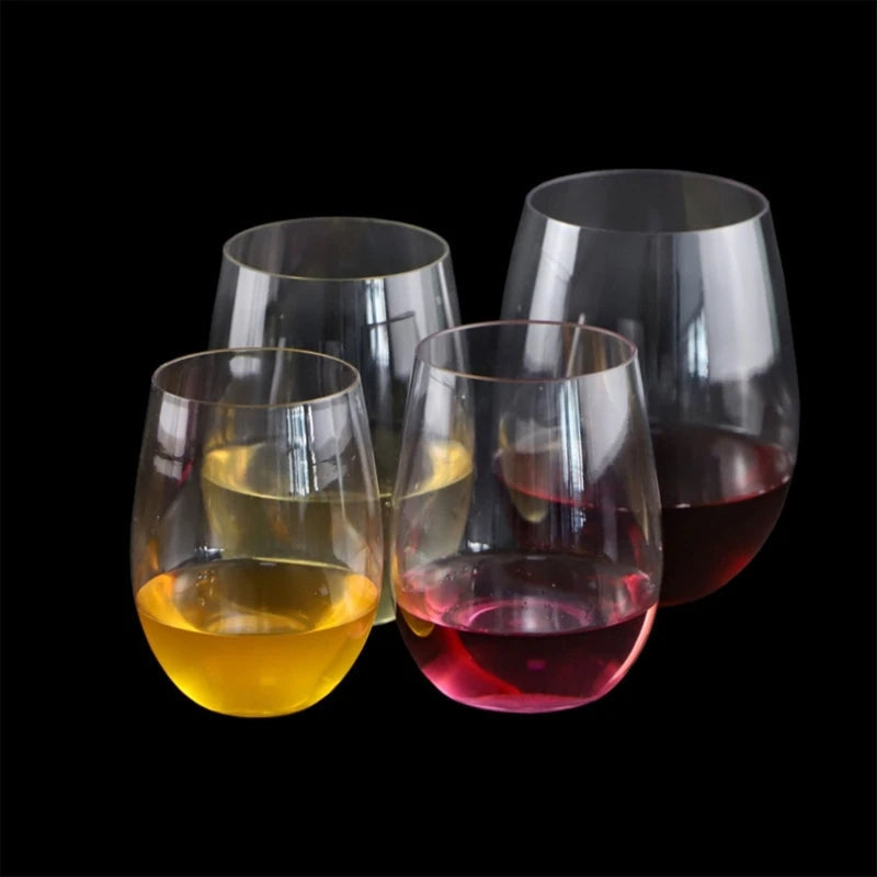 Plastic Stemless Wine Glasses Disposable 12 Oz 16 Oz Clear Plastic Wine Cups Shatterproof Recyclable and BPA Free 87HA