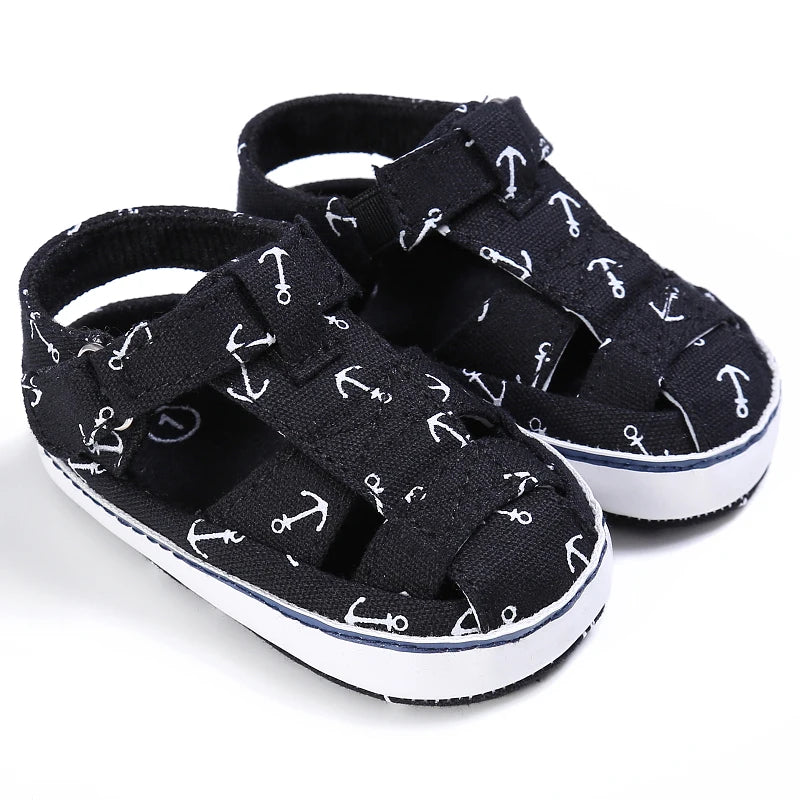 Summer Newborn Baby Fashion Soft Crib Shoes First Walker Anti Slip Sandals Shoes Boy Girl  Prewalker Canvas Casual Shoes 0-18M